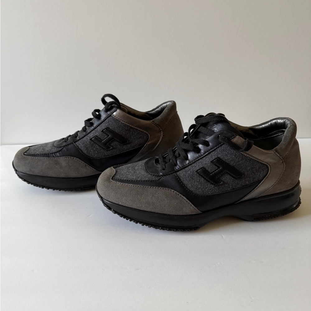 Hogan Interactive Men's Sz 8 Sneakers Gray, Black and Metallic - Free Shipping!